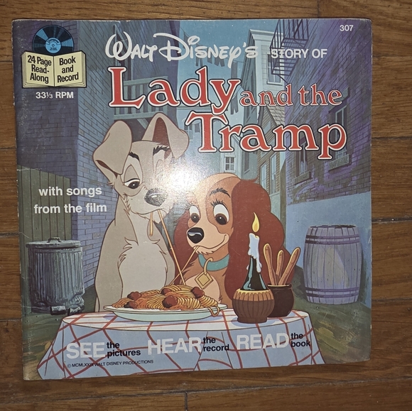 Walt Disney Book Record Lot Of 5 Books With 33 1/3 Records Dumbo, Lady & Tramp - Picture 3 of 4